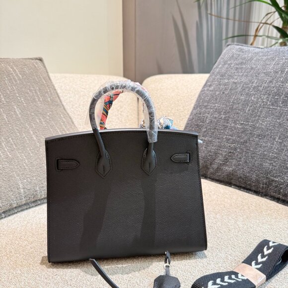 Limited Edition Luxury Black Birkin Style Satchel PHW - Picture 4 of 9